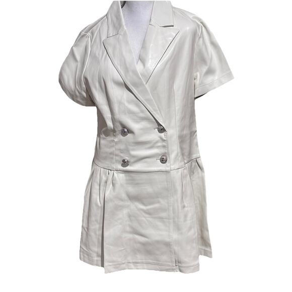 Dolce Cabo Dress Large Cream With Silver Buttons Mini MSRP$ 170 - Picture 1 of 7